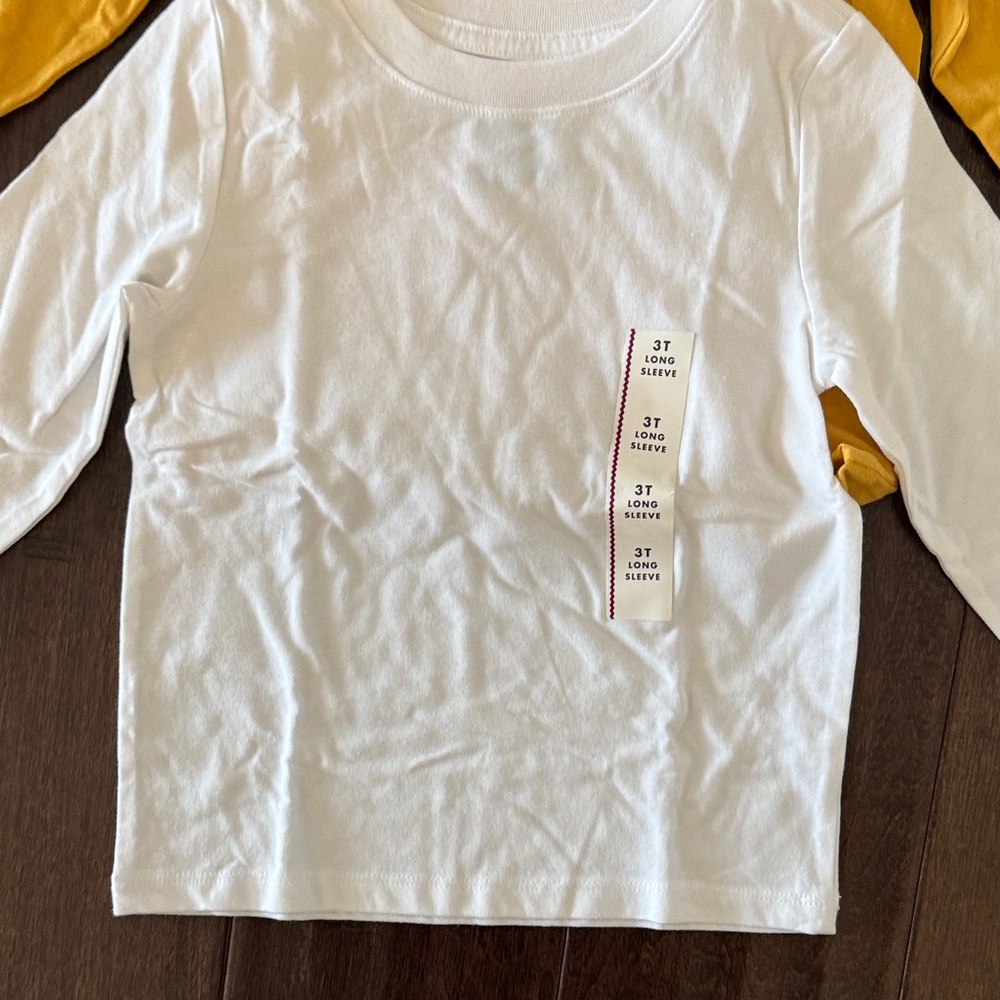 Huge Bundle of Cat & Jack Kids Long Sleeve Tees White, Mint, Mustard, Tan - Picture 5 of 6